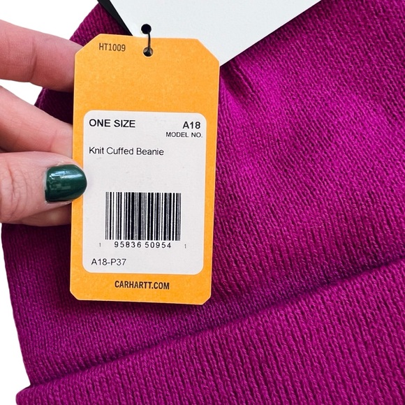 New CARHARTT Knit Cuffed Beanie Model A18-P37 Magenta OS - Picture 5 of 8